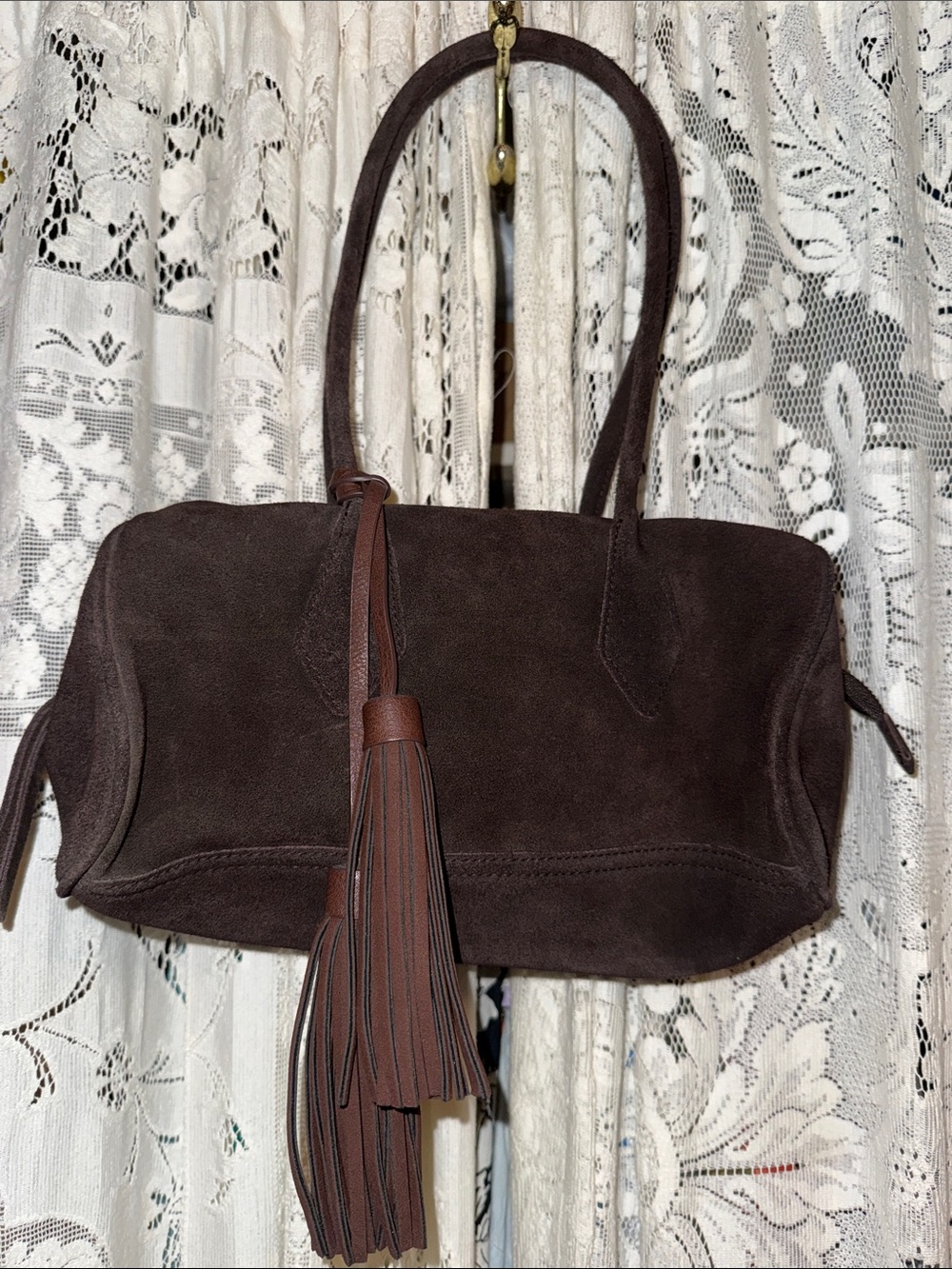 Free People sierra Brown Suede Shoulder Bag with Tassel
